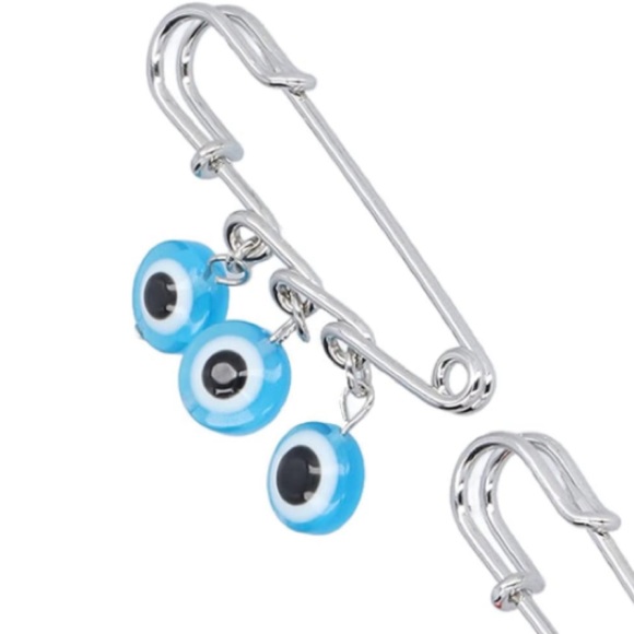🧿 NWT🧿 Oversized Fashion Safety Pin Decorative Broach 🧿 Evil Eye Protect… - Picture 2 of 3